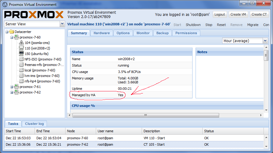 Proxmox task