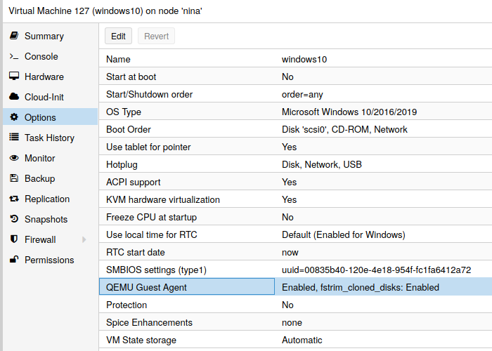 QEMU Guest Agent Option