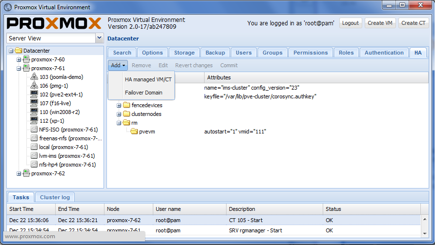 High Availability Cluster - Proxmox VE