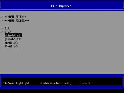 Bootloader File Chooser /EFI/debian